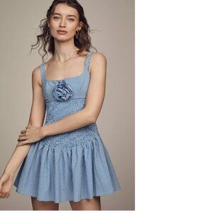 Anthropologie Maeve Smocked Rosette Drop-Waist Mini Dress size S new with tag